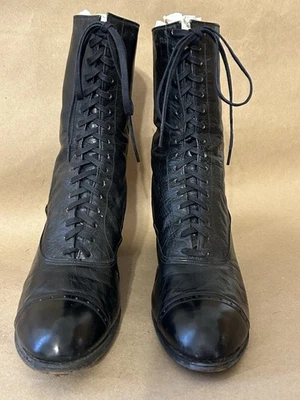 Antique Womens Leather Edwardian Lace Up Boots Dr A Reed Cushion Shoe Size 7.5 - Image 1 of 4