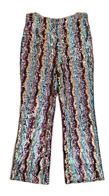 Free People Dance Again Multi Color Rainbow sequin pants size 8 - Image 1 of 4