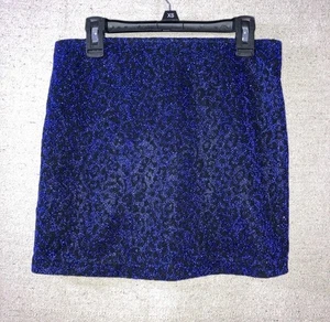 Y2K Leopard Animal Print blau schwarz Mini Club glitzernder Bodycon Rock Vintage M - Bild 1 von 4