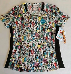 Where's Waldo? Tooniforms Scrubs V-Neck Medical Women's Size Medium New - Picture 1 of 9