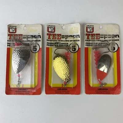 Vintage Luhr-Jensen Tee Spoon #5 Hammered Brass Lot of 3 - Image 1 of 4