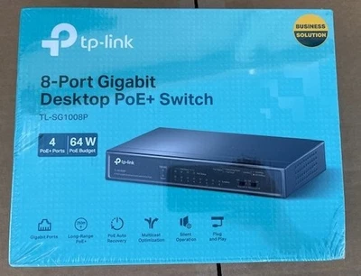 TP-Link TL-SG1008P, 8-Port Gigabit Desktop Switch 4 PoE+Ports @64W NEW - Image 1 of 4