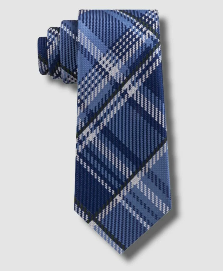 Corbata de cuello de seda a cuadros con textura azul Sean John 56X3,25 $69 para hombre Foto 1 de 1
