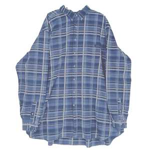 Ralph Lauren Indigo Oxford Shirt Mens 4XL Tall Blue Plaid Oversize Dress - Picture 1 of 12