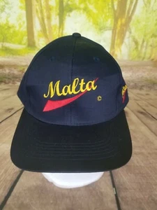 Malta Mens Navy Blue Logo Embroidered Ajustable Hat 100%Cotton - Picture 1 of 9