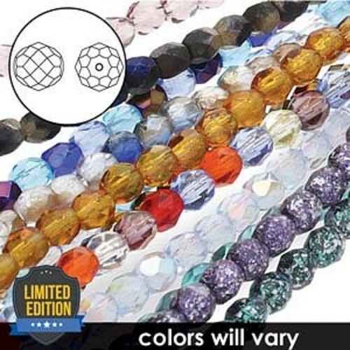 Czech Glass Fire Polished Faceted Round Beads 6 mm Preciosa Value Pack Mix 500pc - Imagem 1 de 1