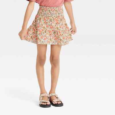XS 4 5 - Girls Floral Tiered Skirt - Cat Jack - Coral • 8.99€