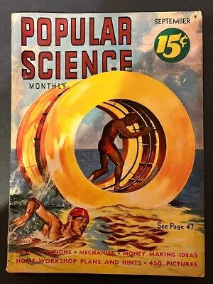 September 1938 Popular Science Magazine Vol 133 No 3 Beach Wheel Vintage 1930s - Image 1 of 4