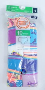 Girls 10 Pair Wonder Nation Multicolor Briefs Panties Underwear Size 4 NEW - Picture 1 of 3