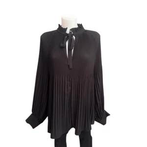 Blusa adelgazante de chifón plisada frontal con corbata etiqueta negra Chico’s talla XL/3 - Imagen 1 de 11