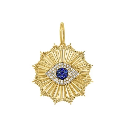 Sapphire Evil Eye Diamond Charm 925 Silver Sapphire Evil Eye Lucky pendant Gifts - Изображение 1 из 3