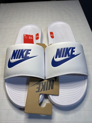 Nike Victori One Slide Uomo Bianco Game Royal White CN9675 102 Taglia 15 Nuove