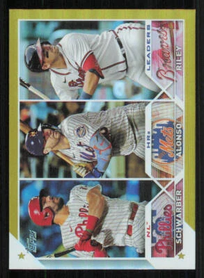 2023 Topps Gold Rainbow Foil #178 Austin Riley/Kyle Schwarber/Pete Alonso LL - Image 1 of 2