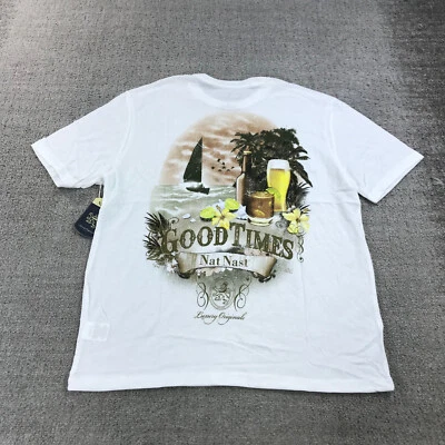 Рубашка мужская Nat Nast небольшая с круглым вырезом хорошее время гавайский лагерь пиво остров bb67 - Изображение 1 из 4