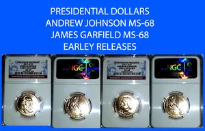 2011 D JAMES GARFIELD & ANDREW JOHNSON PRES. DOLLAR NGC MS68 014 - Picture 1 of 1