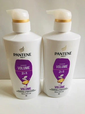 2 Pantene Pro-V Sheer Volume 2in1 Shampoo & Conditioner LARGE PUMP BOTTLE - Image 1 of 4