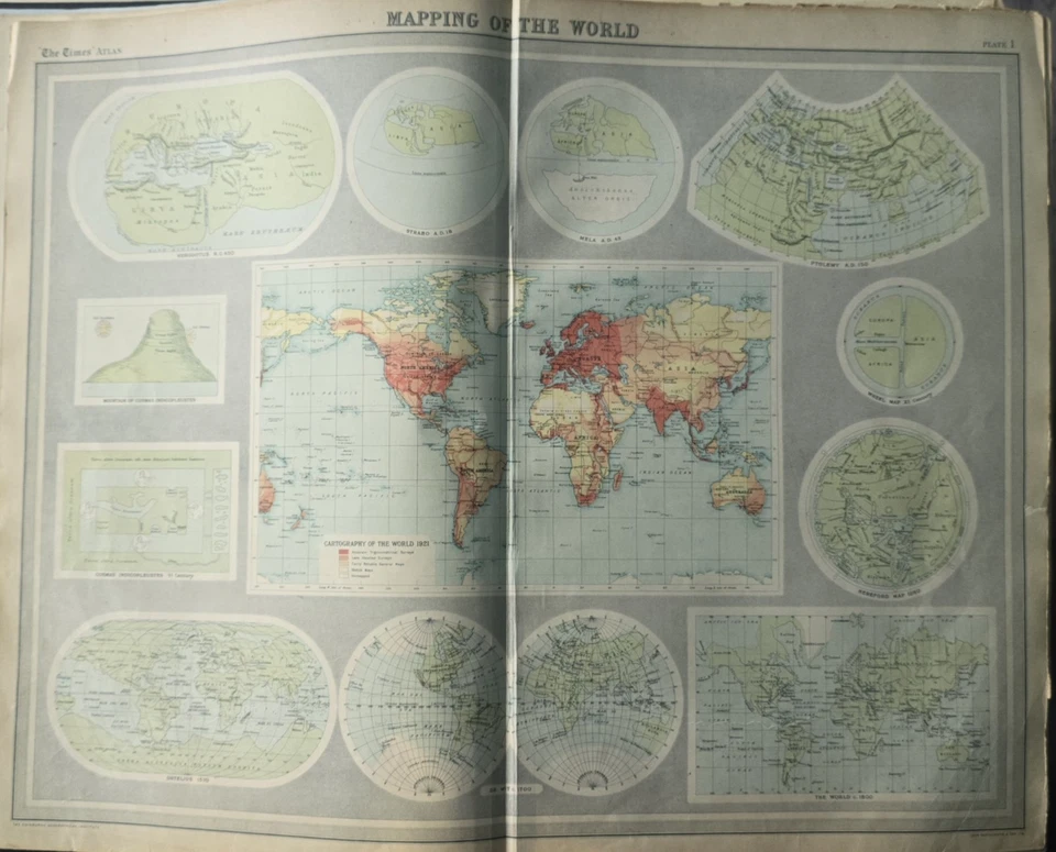 The TIMES ATLAS of The WORLD. Mapeando o mundo. Placa 1 1922 Barthomelew & Co - Imagem 1 de 1