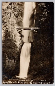 1910 RPPC Columbia River Gorge OR Multnomah Falls Benson Footbridge UNP Postcard - Picture 1 of 3