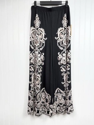 Галогеновые широкие брюки Palazzo женские размер M черные пейсли без застежек Nordstrom новые с ценниками - Изображение 1 из 4