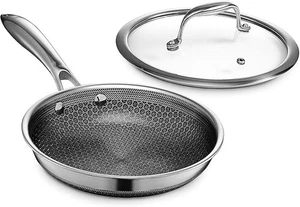 HexClad Hybrid Nonstick 8-Inch Frying Pan Dishwasher Friendly Stay-Cool Handle - Picture 1 of 5