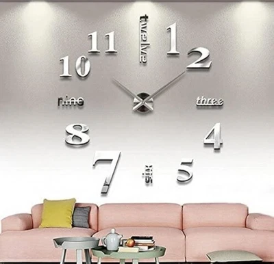 DIY Wall Clock Removable Easy Wipe Flexibility Silent Movement Easy Install  - Image 1 of 4
