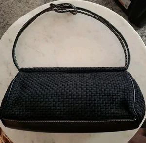 The SAK Black Crochet Knit Shoulder Bag Double Leather Knot Strap - Picture 1 of 4
