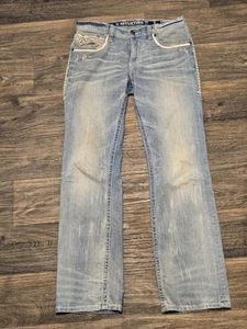 Pantalones de mezclilla Affliction Cooper para hombre 32x32 azules desgastados regulares - Imagen 1 de 20