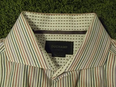 DUCHAMP london pinstripe dress shirt tailored fit contrast flip cuffs 41 mens 16 - Image 1 of 4
