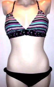 NEW VOLCOM black cross back halter top bikini small and medium bottom swimsuit  - Picture 1 of 2
