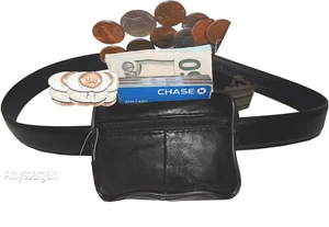 Bolso Cinturón Pequeño Cuero Hombre Mini Bolso Cinturón Negro Bolso Bucle Mini Cremallera Cinturón Bolso - Imagen 1 de 12