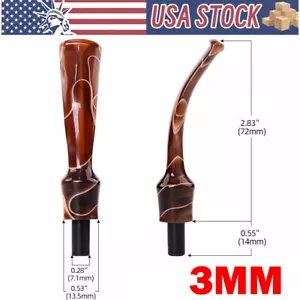 3mm Filter Bent Curved Pipe Stem Replacement Mouthpiece For Tobacco Pipes HOT - Picture 1 of 6