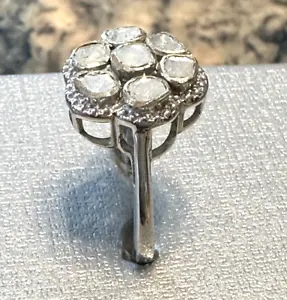 POLKI Diamond FLOWER Ring in Sterling Silver  (Size 8.0)   0.50 ctw - Picture 1 of 5