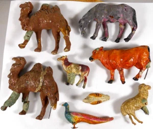 lote vintage 8 terracota cerámica belén animales figuras vaca camello pájaro caballo - Imagen 1 de 24