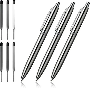 Ballpoint Pen, 3 Pcs Retractable Metal Pens, For Gift, Business, Office, 1.0mm 6 - Picture 1 of 12