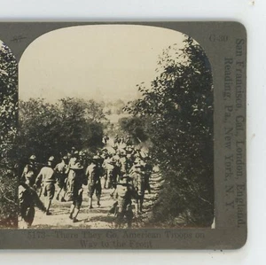 There They Go American Troops WWI W.E. Troutman Stereoview - Picture 1 of 3