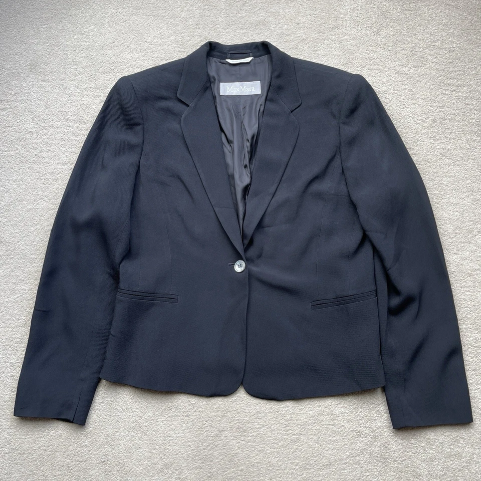 Max Mara Women’s Lined Blazer Jacket Black Size 10 / 12 Made in Italy - Image 1 of 4