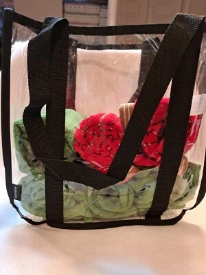 Bolso de Mano PVC Transparente con Correas Negras para Seguridad en Estadios - 11" x 12" x 5" Foto 1 de 4