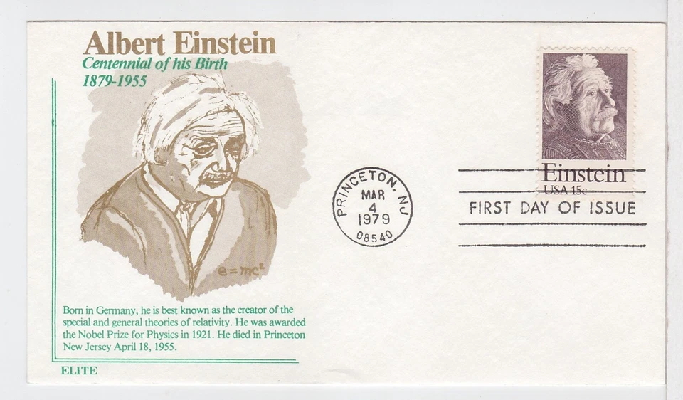 TurtlesTradingPost- Albert Einstein -1979 FDC #1774- Elite Cachet - Image 1 of 1
