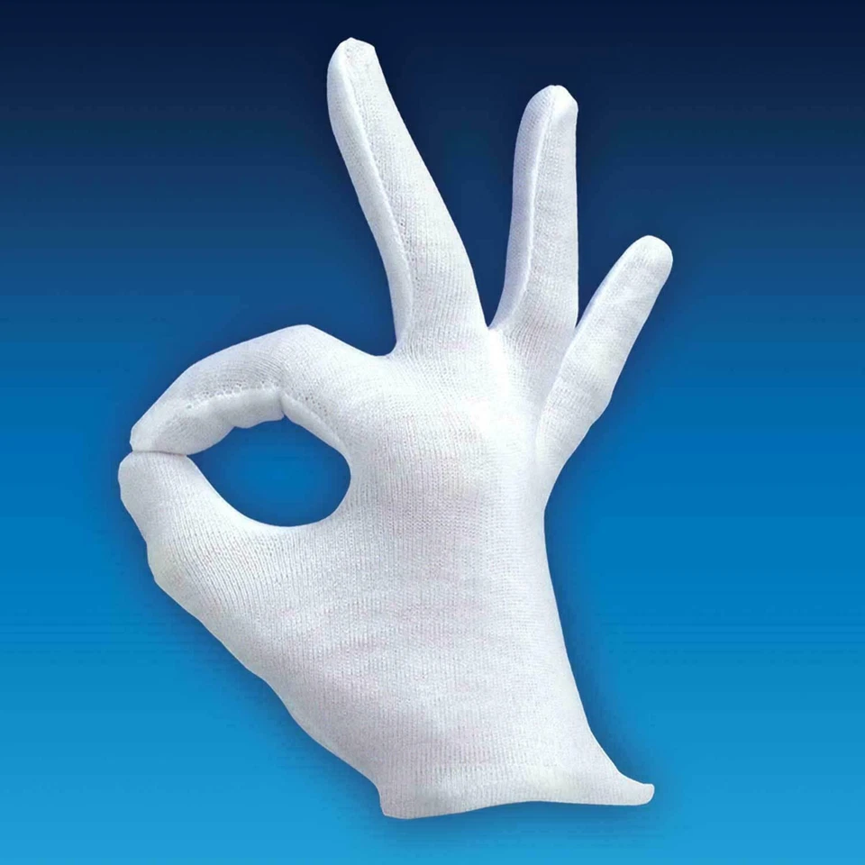 1 Pair White Cotton Glove Magician & Halloween Costume Accessory - Image 1 of 1