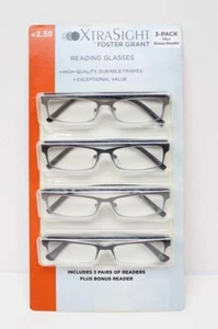 4 Pack Foster Grant XTRA SIGHT Kevin & Pacey Reading Glasses +2.50 - Picture 1 of 11