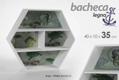 BACHECA PORTA OGGETTI DA PARETE MARE LEGNO DESIGN CLASSICO MODERNO 40*10*34,5CM - Immagine 1 di 3