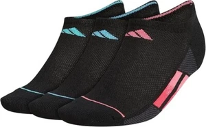 Adidas Women's Superlite No Show Socks ,(3 Pair ) Shoe Size 5-10 Black/Multi - Picture 1 of 5