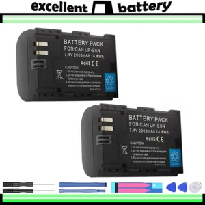 2x Battery Pack For Canon LP-E6 LP-E6N LP-E6N LP-E6N Pro LP-E6N Pro LC-E6 LC-E6E - Picture 1 of 7