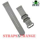 PREMIUM ZULU®  2 Piece Herringbone 3 Ring SILVER Military Watch Strap Band SS