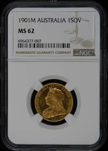 1901M AUSTRALIA 1SOV NGC MS62 - Picture 1 of 2