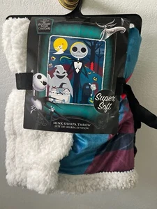 Disney The nightmare before Christmas mink Sherpa throw 50 in X 60 in - Picture 1 of 2