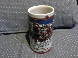1989 Budweiser Collectable Stein Hitch on a Winters Evening - Imagen 1 de 5