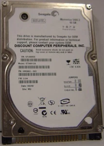 New ST96812A Seagate 60GB IDE 44PIN 2.5" 9.5MM Hard Drive NOS USA Seller - Picture 1 of 1