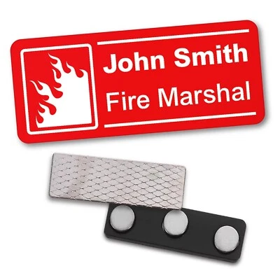 STONE MELON Fire Marshal Name Badge Workplace Health and Safety Magnet Pin