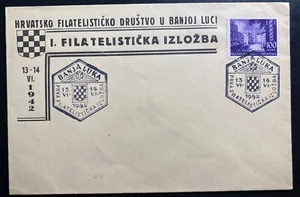 1942 Banjaluka Croatia First Day Cover FDC Sc#52 Philatelic exhibition - Picture 1 of 2